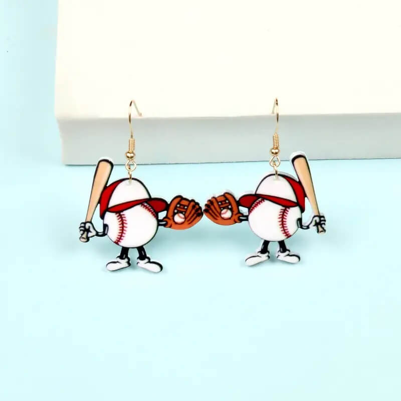 Funny Baseball Guy Earrings