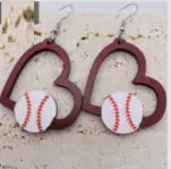 Heart w/ Baseball Earrings