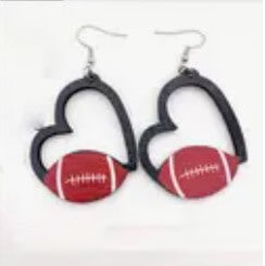 Heart w/ Football Earrings