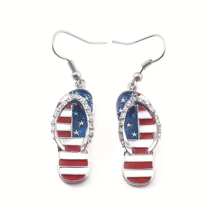 Patriotic Flip Flop Dangle Earrings