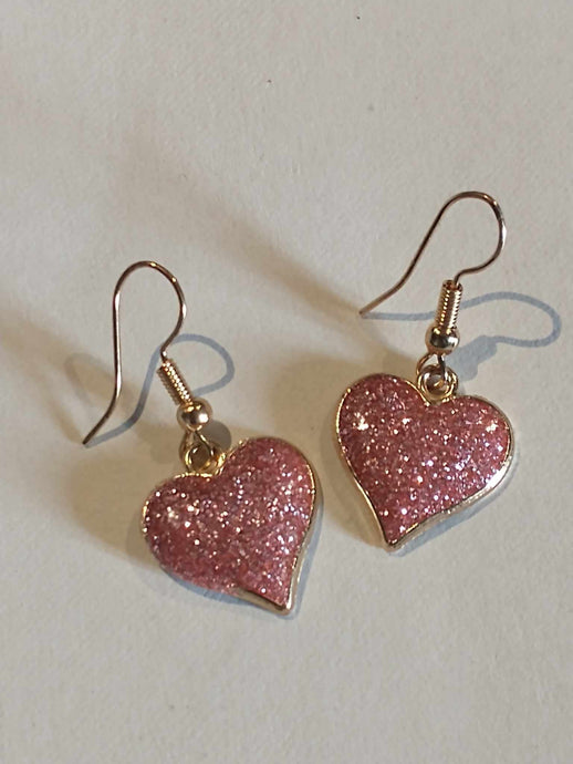 Pink Heart Dangle Earrings