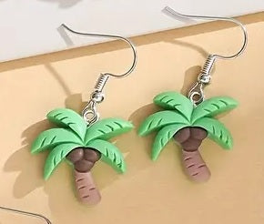 Plastic Cocount Tree Dangle Earrings