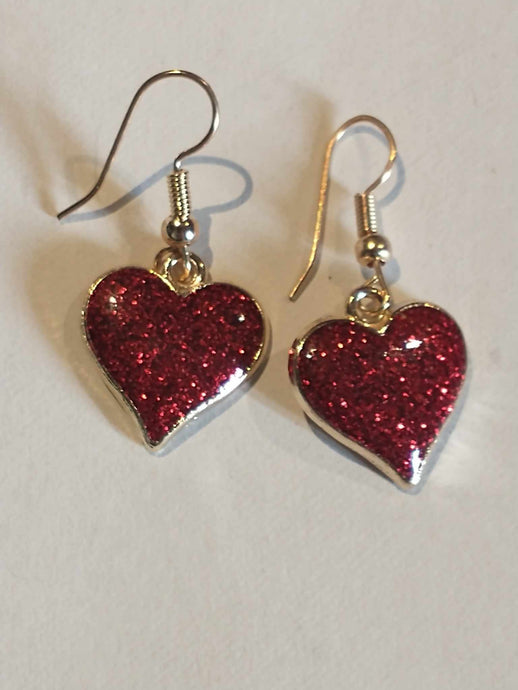 Red Heart Dangle Earrings