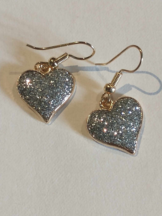 Silver Heart Dangle Earrings