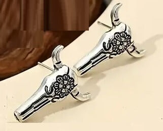 Silver Steer Earrings